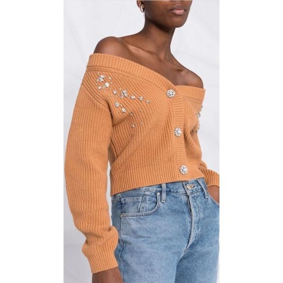 Self-Portrait Diamante Embellished Ribbed-Knit Cardigan - Picture 1 of 13